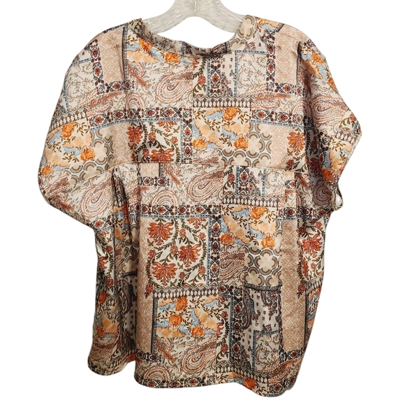 Nicole Miller New York | Women's Multicolor V-Neck Blouse Top (Size 1X) - Picture 11 of 11